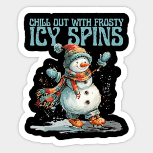 Chill Out Frosty Ice Skating Sticker